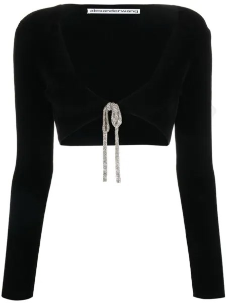Alexander Wang укороченный кардиган с кристаллами, черный