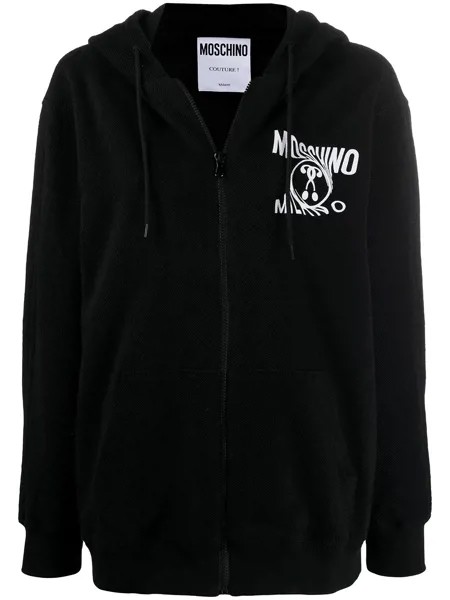 Moschino худи Double Question Mark на молнии