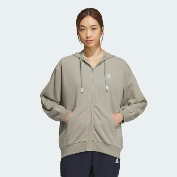 Парка Adidas Warding loose fit fleece full zip hoodie, цвет Silver Pebble
