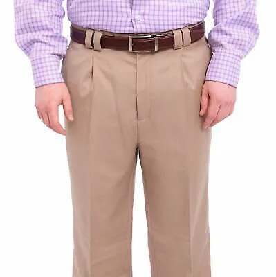 Steven Land Классический крой однотонные коричневые широкие шерстяные классические брюки с одинарной складкой