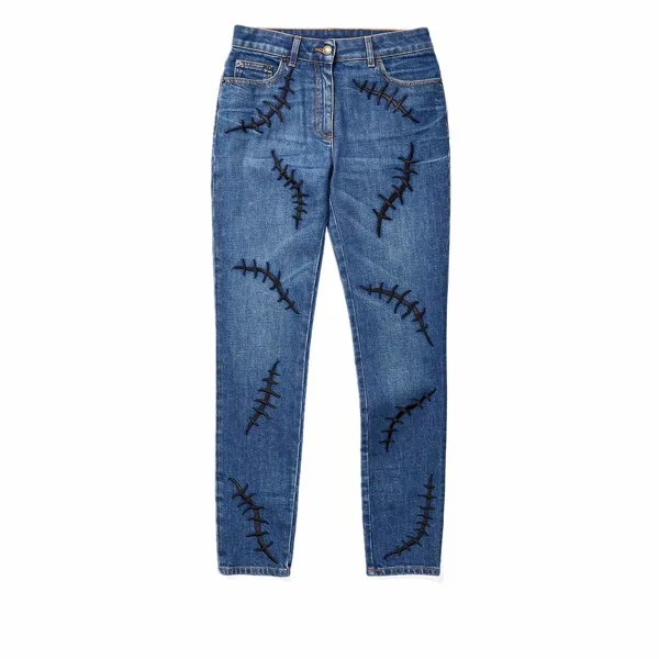 Джинсы Moschino, Franken-Scar Jeans in Blue