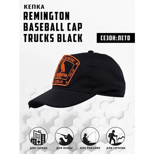 Бейсболка Remington, размер ONE SIZE, черный, оранжевый
