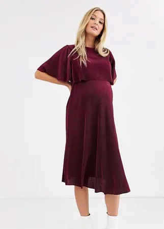 Платье миди для кормления с плиссированным кроп-топом ASOS DESIGN Maternity-Красный
