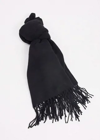 Черный шарф с бахромой ASOS DESIGN-Черный цвет