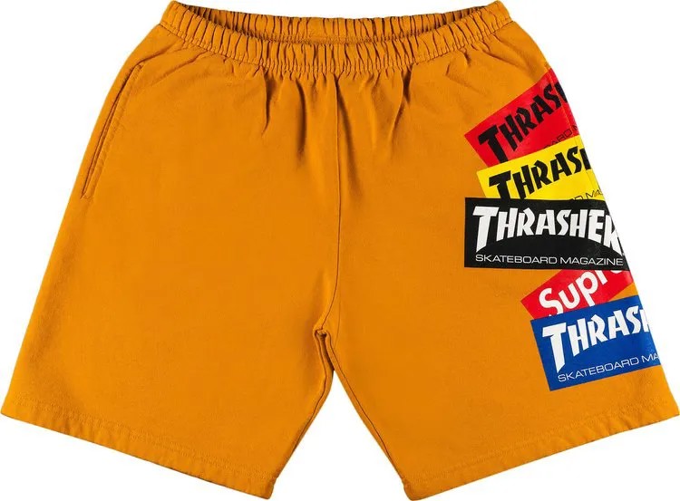 Спортивные шорты Supreme x Thrasher Multi Logo Sweatshort 'Gold', оранжевый