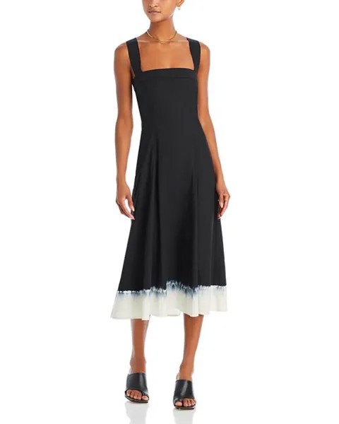 Хлопковое платье Edie с глубоким краем Proenza Schouler White Label, цвет Black