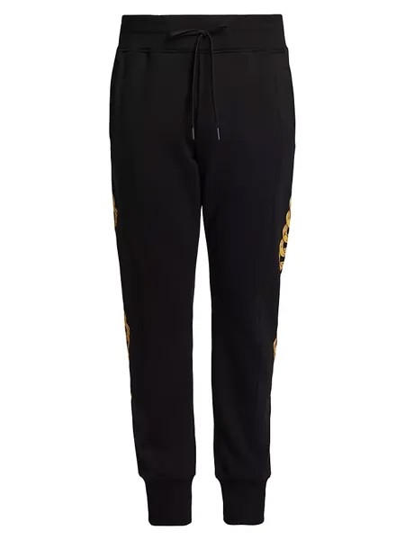 Спортивные брюки с кулиской-цепочкой Versace Jeans Couture, цвет black gold