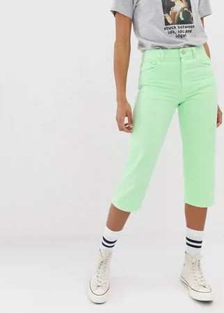 Прямые укороченные джинсы неонового лаймового цвета ASOS DESIGN Florence-Зеленый цвет