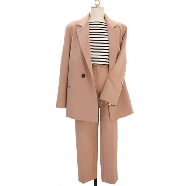 Высококачественный маленький пиджак, женский, весна-осень 2018, новый корейский Свободный Тонкий костюм, укороченные брюки, костюм два набора