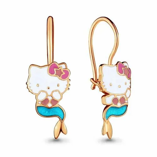 Серьги с подвесками серебро, 925 проба, эмаль, голубой, розовый