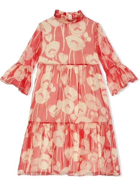 Gucci Kids платье с цветочным принтом