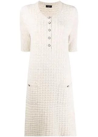Chanel Pre-Owned твидовое платье с эффектом металлик