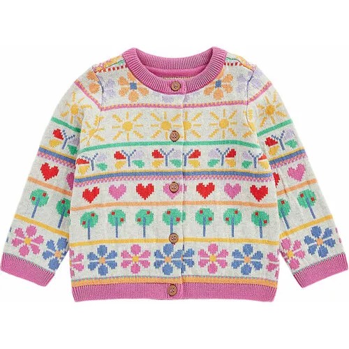 Кардиган mothercare, размер 86, розовый, желтый, белый