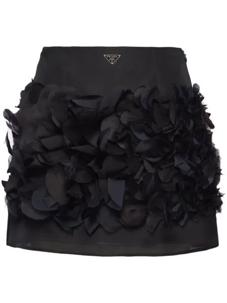 Prada шелковая рубашка с логотипом, черный