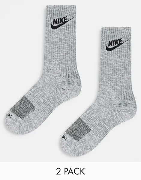 2 пары повседневных носков Nike плюс мягкие носки серого/черного цвета