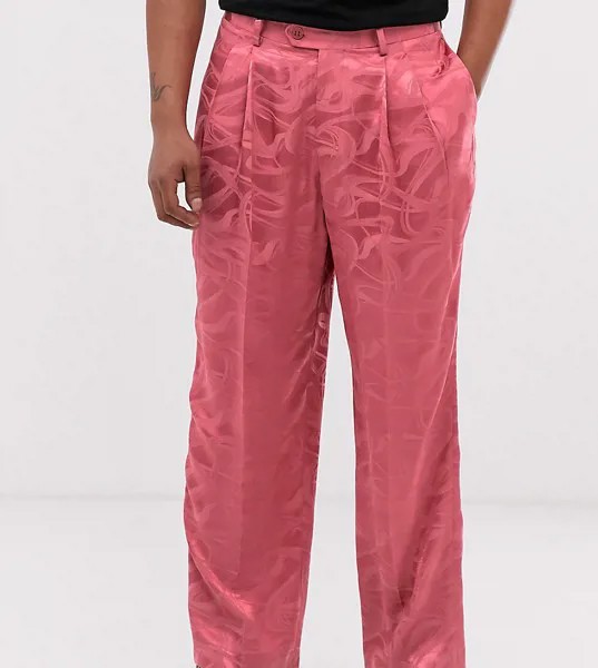 Розовые фактурные брюки с широкими штанинами Heart & Dagger-Розовый