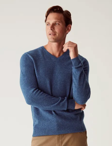 Джемпер из очень тонкой овечьей шерсти с V-образным вырезом Marks & Spencer