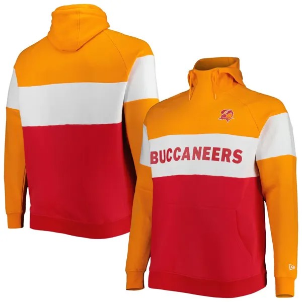 Мужской красный пуловер с капюшоном Tampa Bay Buccaneers Big & Tall Throwback с цветными блоками New Era