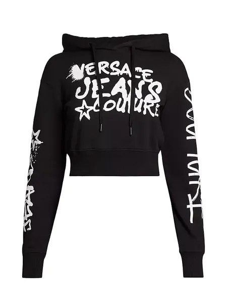Укороченный свитшот с логотипом Graffiti Versace Jeans Couture, черный