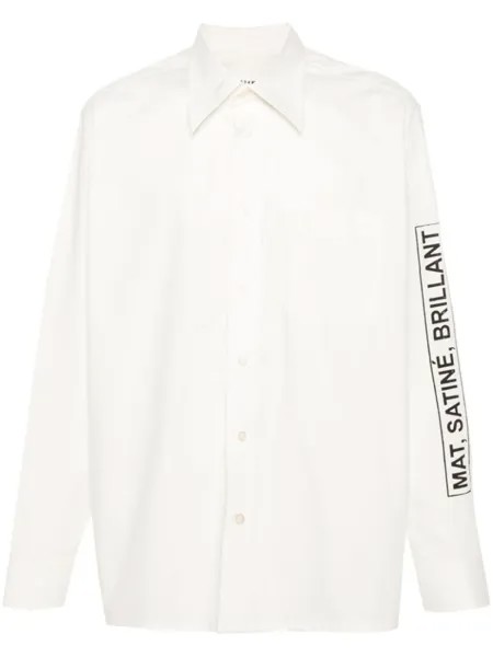 MM6 Maison Margiela поплиновая рубашка с надписью, нейтральный цвет