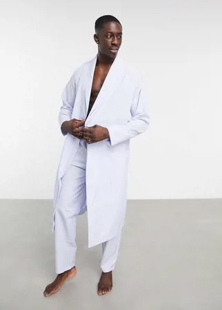 Халат из ткани в полоску от комплекта ASOS DESIGN-Голубой