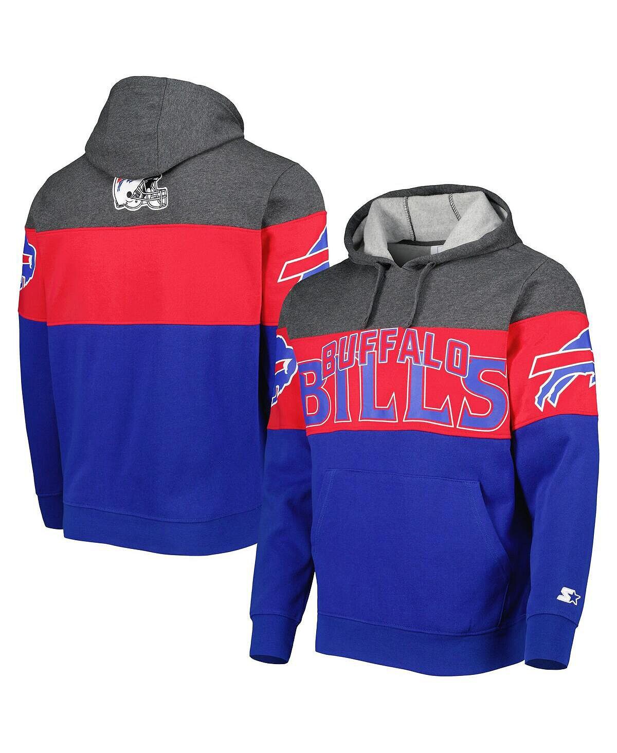 Мужской пуловер с капюшоном Royal, Heather Charcoal Buffalo Bills Extreme Starter