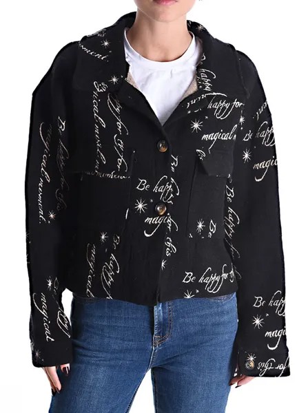 Куртка из смесовой шерсти с надписью на пуговицах и карманах, черный