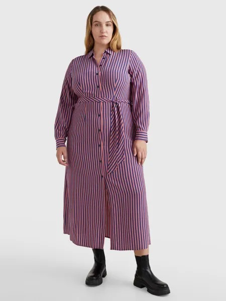Tommy Hilfiger Платье-рубашка макси с изогнутыми полосками, Многоцветный