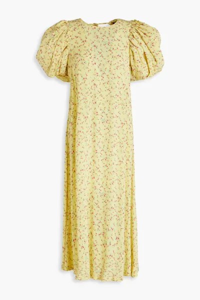Жаккардовое платье миди с цветочным принтом Rotate Birger Christensen, пастельно-желтый