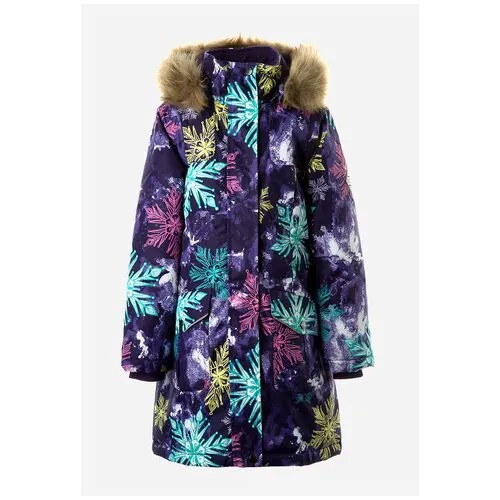 Пальто для девочки HUPPA MONA 2, тёмно-лилoвый с принтом 24173, размер 134