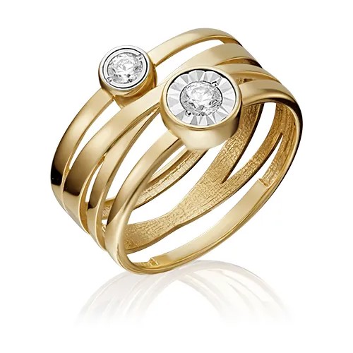 PLATINA jewelry Золотое кольцо с вставками Swarovski 01-5338-00-501-1121-38, размер 17,5