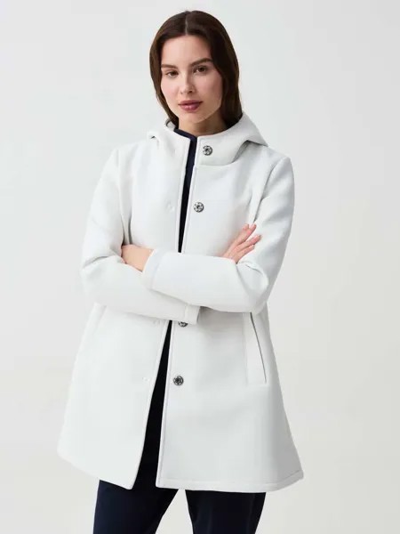 Длинная куртка на пуговицах и капюшоне Hybrid, цвет ice white