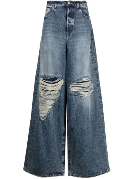 VETEMENTS широкие джинсы с эффектом потертости, синий