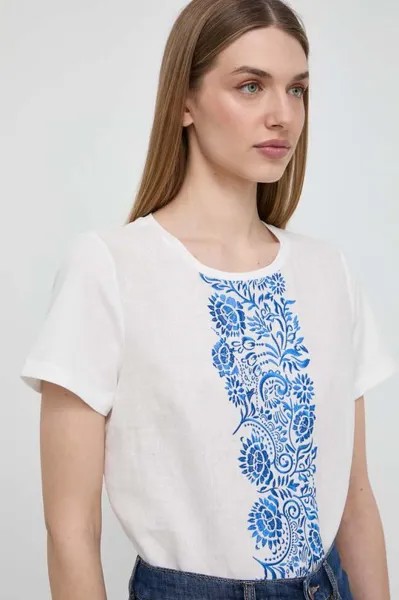 Льняная блузка Weekend Max Mara, бежевый