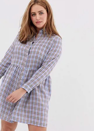 Свободное платье-рубашка в клетку Daisy Street Plus-Фиолетовый