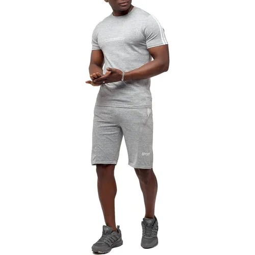 Костюм , футболка и шорты, повседневный стиль, прямой силуэт, размер 46-48, серый