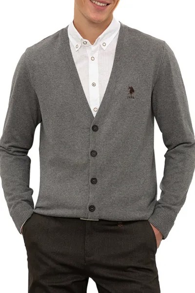 Кардиган мужской U.S. POLO Assn. G081SZ0TH0HENRICO-SK20 серый XS