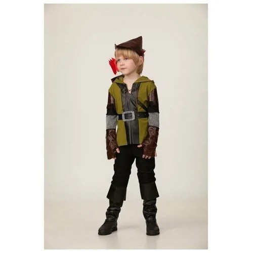 Карнавальный костюм «Робин Гуд», штаны, куртка, головной убор, р. 32, рост 128 см