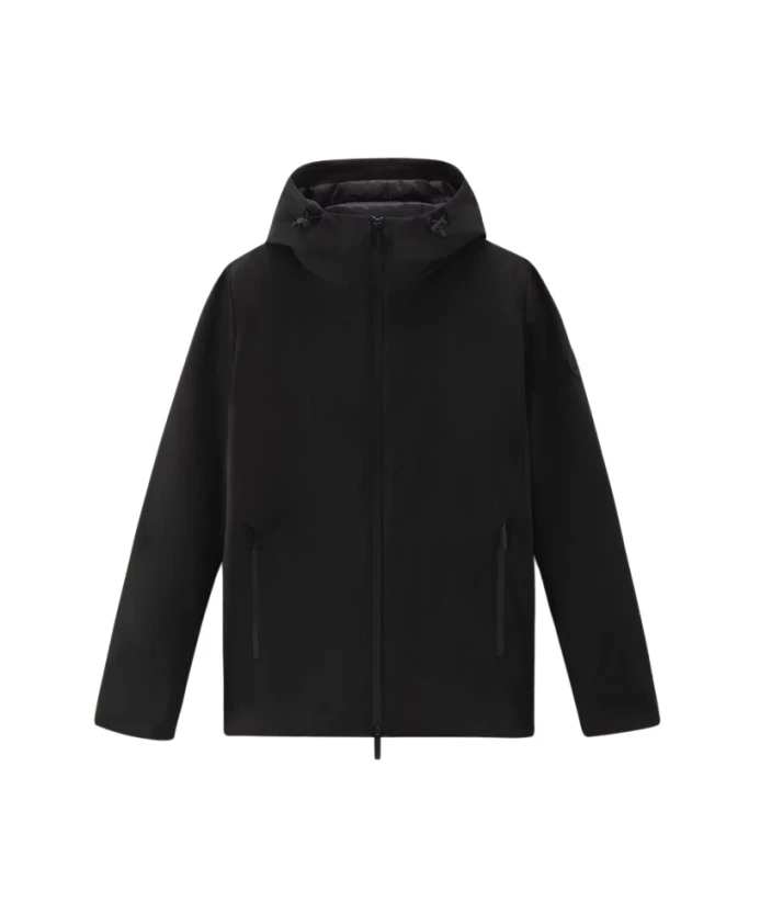 Техническая куртка из софтшелла с регулируемым капюшоном Woolrich, черный