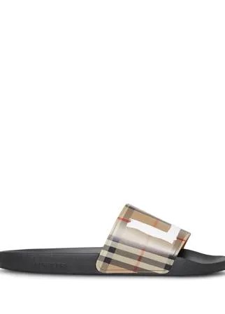 Burberry шлепанцы в клетку Vintage Check с логотипом