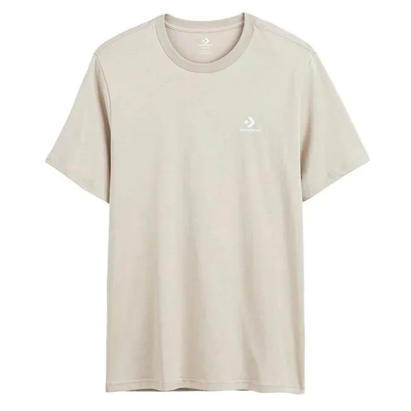 Унисекс классическая футболка с коротким рукавом со звездой и шевроном на левой груди CONVERSE, цвет beige
