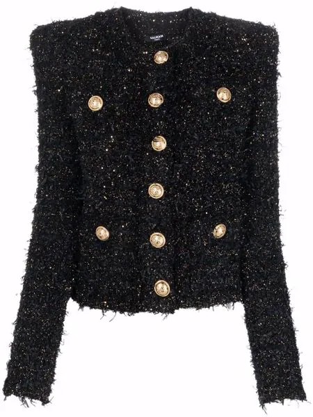 Balmain collarless tweed jacket