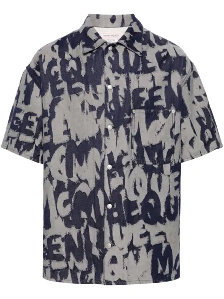 Alexander McQueen джинсовая рубашка с граффити McQueen, синий