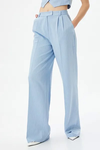 Полосатые брюки с басти и широкими штанинами Koton, синий