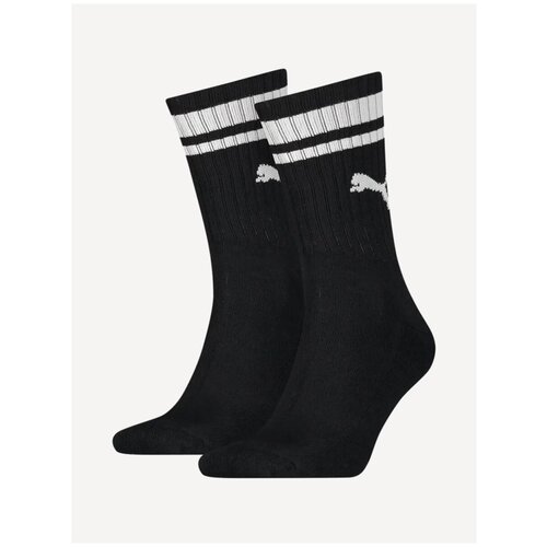Носки PUMA CREW HERITAGE STRIPE 2P, размер 39-42, black