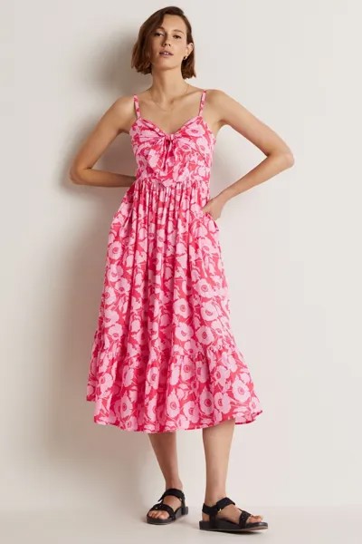 Платье миди цвета плюща розового цвета с завязкой спереди Boden, розовый