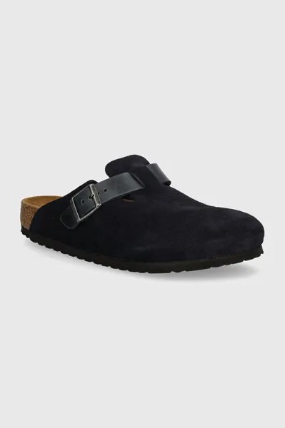 Замшевые шлепанцы Boston Birkenstock, темно-синий