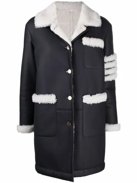 Thom Browne пальто с полосками 4-Bar, черный