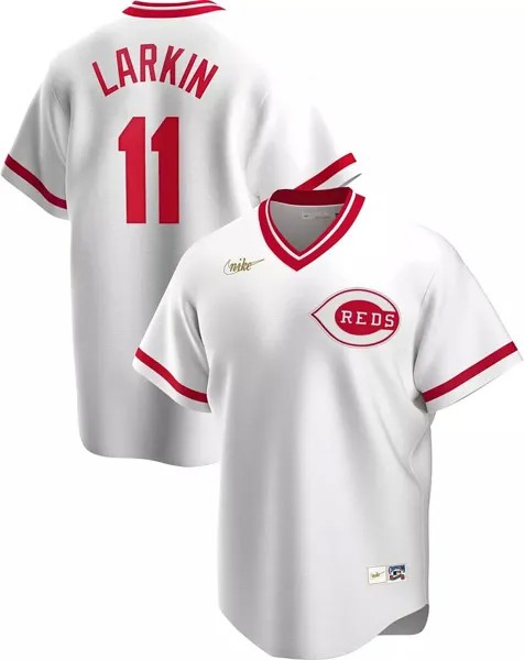 Мужской белый пуловер с v-образным вырезом Nike Cincinnati Reds Barry Larkin #11 Cooperstown