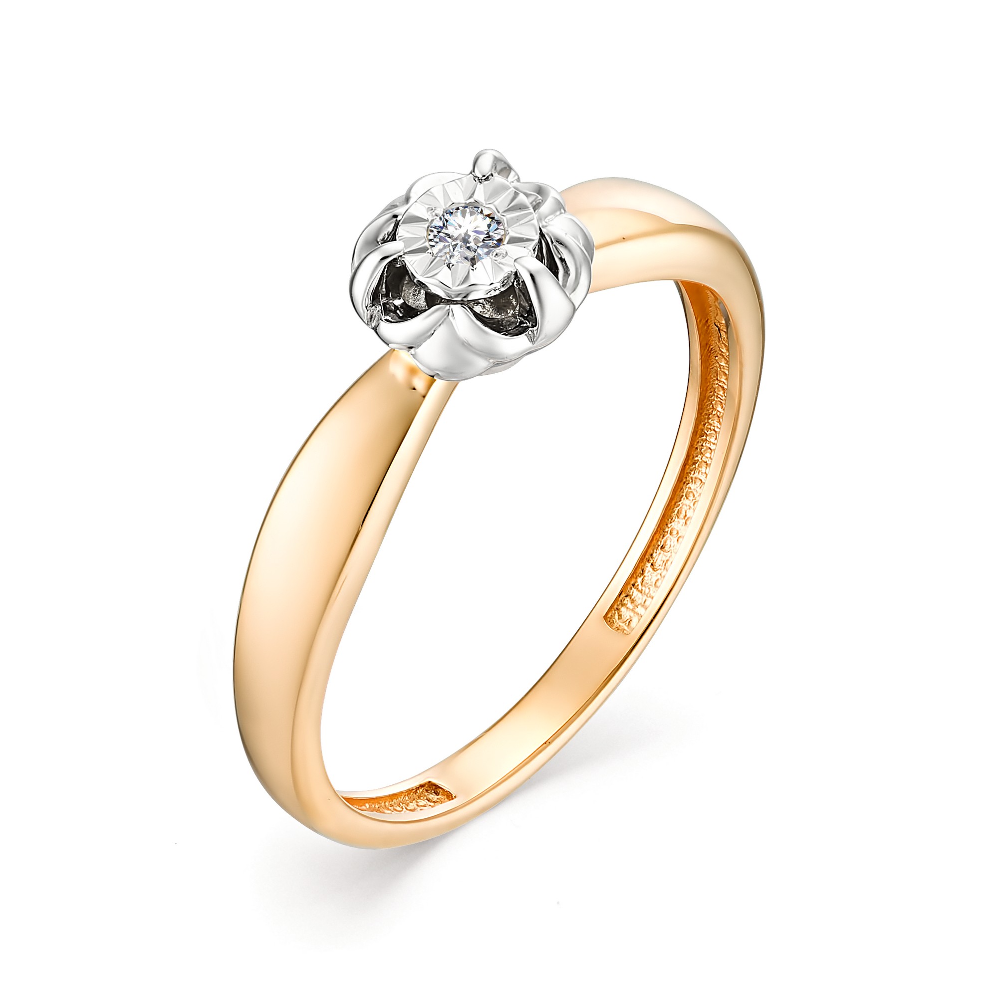 Кольцо женское АЛЬКОР 13004-100 из золота, бриллиант, р. 16
